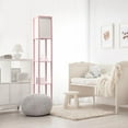 thumbnail image 3 of Simple Designs 62.5" Floor Lamp Etagere Organizer Storage Shelf with Linen Shade, Light Pink, 3 of 14