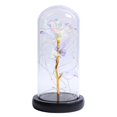 thumbnail image 1 of AMERTEER Artificial Gold Foil Rose Flower LED Light String In Glass Dome On Wooden Base 1 pc, 1 of 7