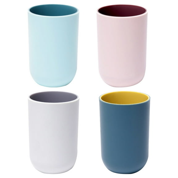 BALAHAPY 4Pcs Mouthwash Cups TPR PP Assorted Color Round for Oral Maintenance Daily Use Travel