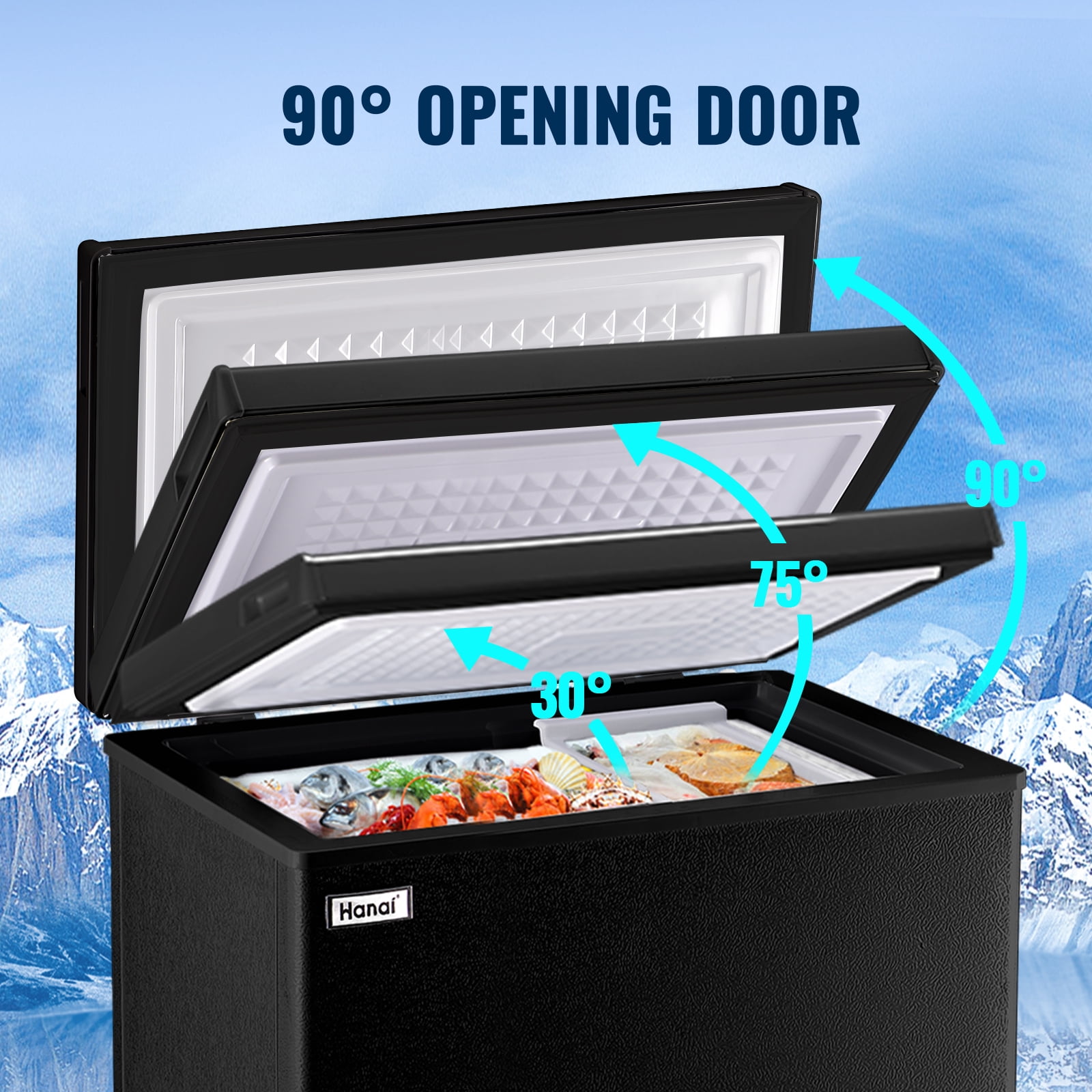 WANAI 2.45 Cu.ft,Chest Freezer,Deep Freezer,Removable Storage Basket Freezer,Black