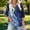 Navy 1, variant on Womens Plus Size Tops Floral Printed 3/4 Sleeve V Neck T Shirt Fall Casual Loose Fit Tunic Blouse L-5X