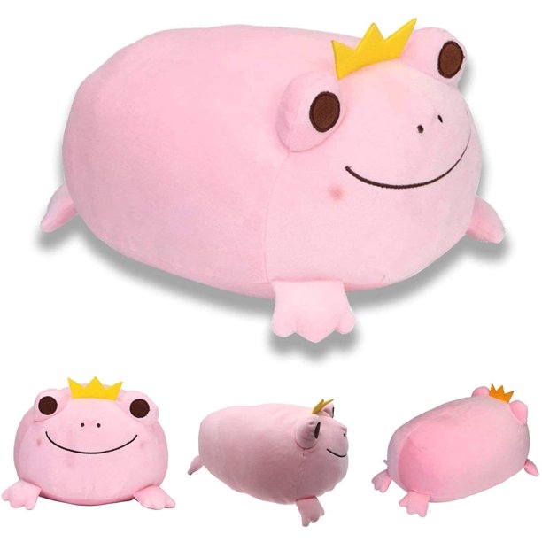 Frog Stuffed Animals Cute Soft Frog Plushie with Crown and Smile Face