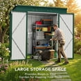 thumbnail image 4 of 6' x 4' Outdoor Storage Shed - Anti-Corrosion Metal, Double Lockable Doors, Waterproof UV-Proof, Outdoor Storage for Backyard/Patio/Lawn, Green, 4 of 7