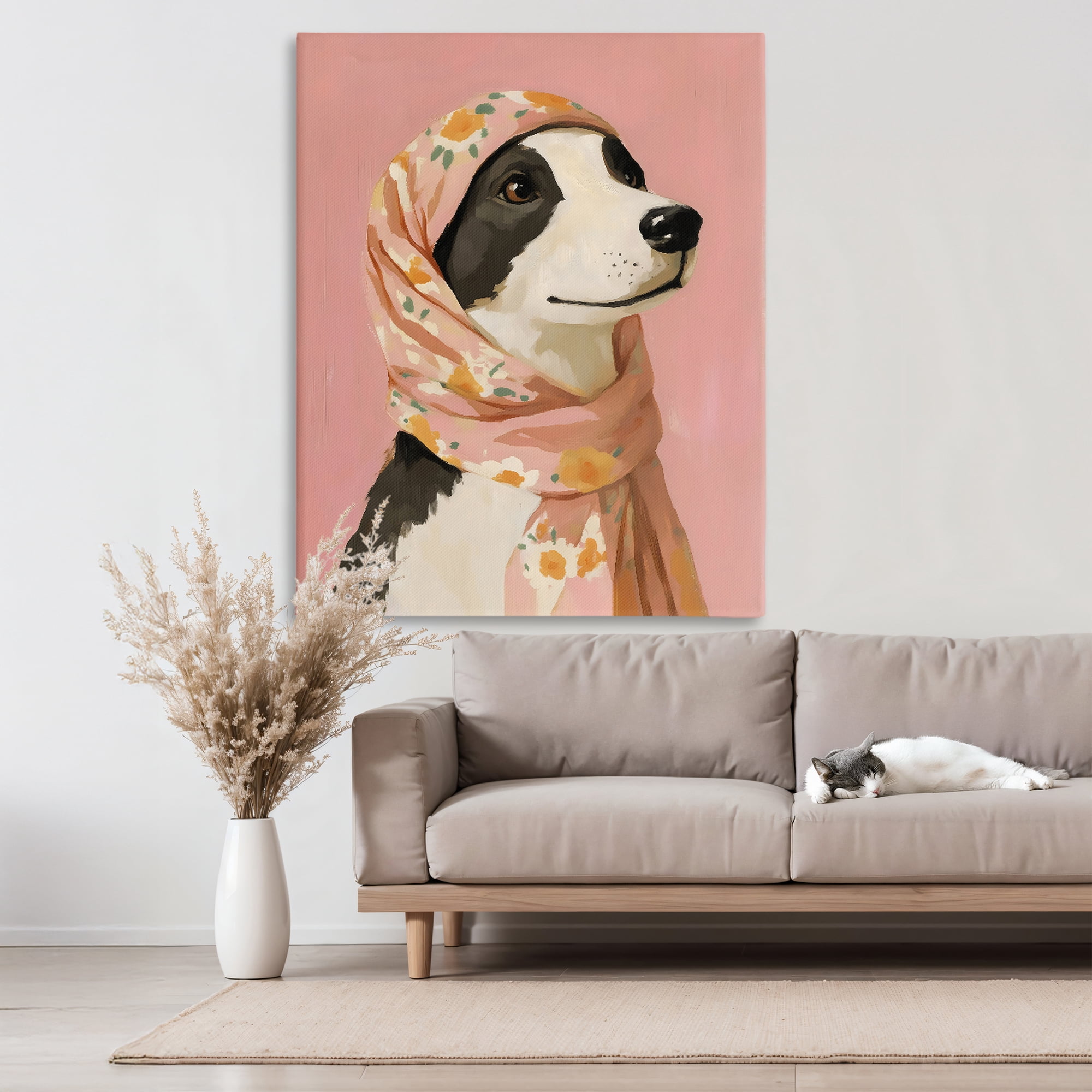 Stupell Industries Dog Babushka in Floral Scarf Canvas Wall Art, design by The Prints Vibe