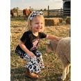 thumbnail image 6 of BemeyourBBs Western Baby Girl Summer Clothes Toddler Baby Girl Cowgirl Outfits Short Sleeve Boots Print Tops Bell Bottom Flare Pants Set Headband, 6 of 9