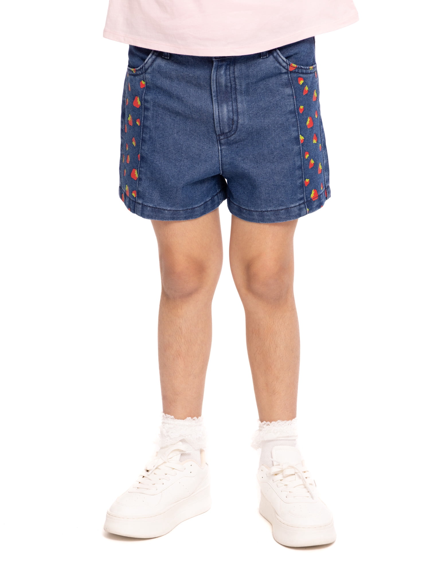 Strawberry Shortcake Girls Graphic Print Denim Shorts, Sizes 4-16