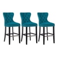 thumbnail image 2 of Costaelm Hank 29" Tufted Velvet Bar Stool Black (Set of 3), Velvet Teal, 2 of 11