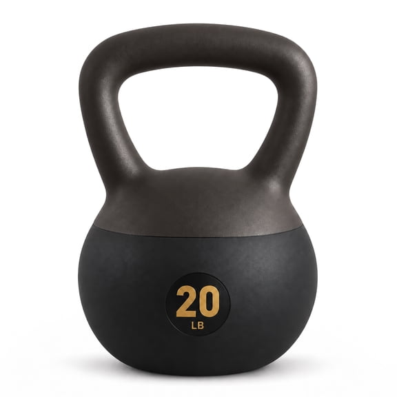 Fitvids Soft Kettlebell with Ergonomic Grip, Iron & Sand Filled Hand Weights, 20 LB, Black