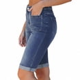 thumbnail image 4 of AHTJRT Stretch Denim Shorts for Women Fashion Summer Solid Color Jean Shorts Strettwear Beach Travel Vacation Jean Capris Dark Blue M, 4 of 9