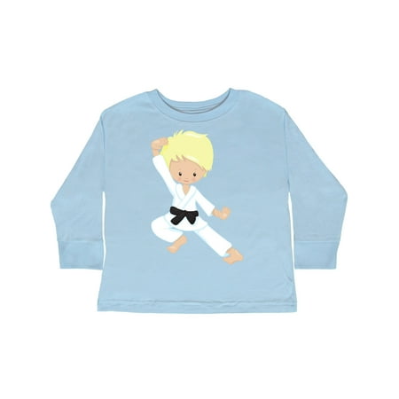 

Inktastic Cute Boy Blond Hair Black Belt Karate Pose Gift Toddler Boy Girl Long Sleeve T-Shirt