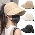 thumbnail image 6 of Ponytail Hat Foldable Visors Hat Fisherman Cap Wide Brim Sun Hat Fisherman Cap Bucket Hat Beach Caps BLACK, 6 of 7
