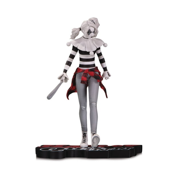 harley quinn red white and black statue