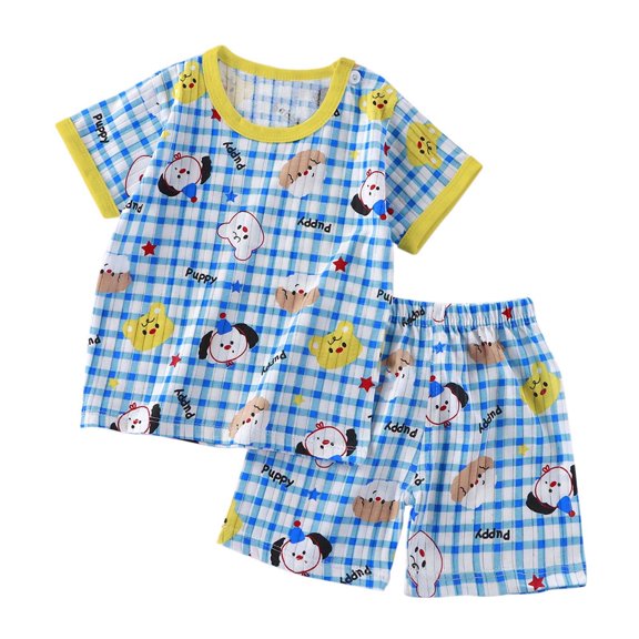Hrsba Kids Summer 2 Piece Outfits Sets,Toddler Casual Short Sleeve Shorts Two Piece Set,Toddler Summer Short Sleeve Round-Neck Blouses & Shirts Sets