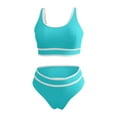 thumbnail image 2 of Awdenio Womens Swimsuits High Waisted Bikini Color Block Swimwear Bandeau Top Sports Style Scoop Crop Swimsuit 2 Piece Bathing Suits, 2 of 3