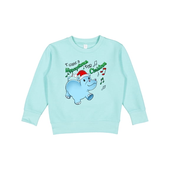 Inktastic I Want a Hippopotamus for Christmas Hippo in Santa Hat Toddler Sweatshirt