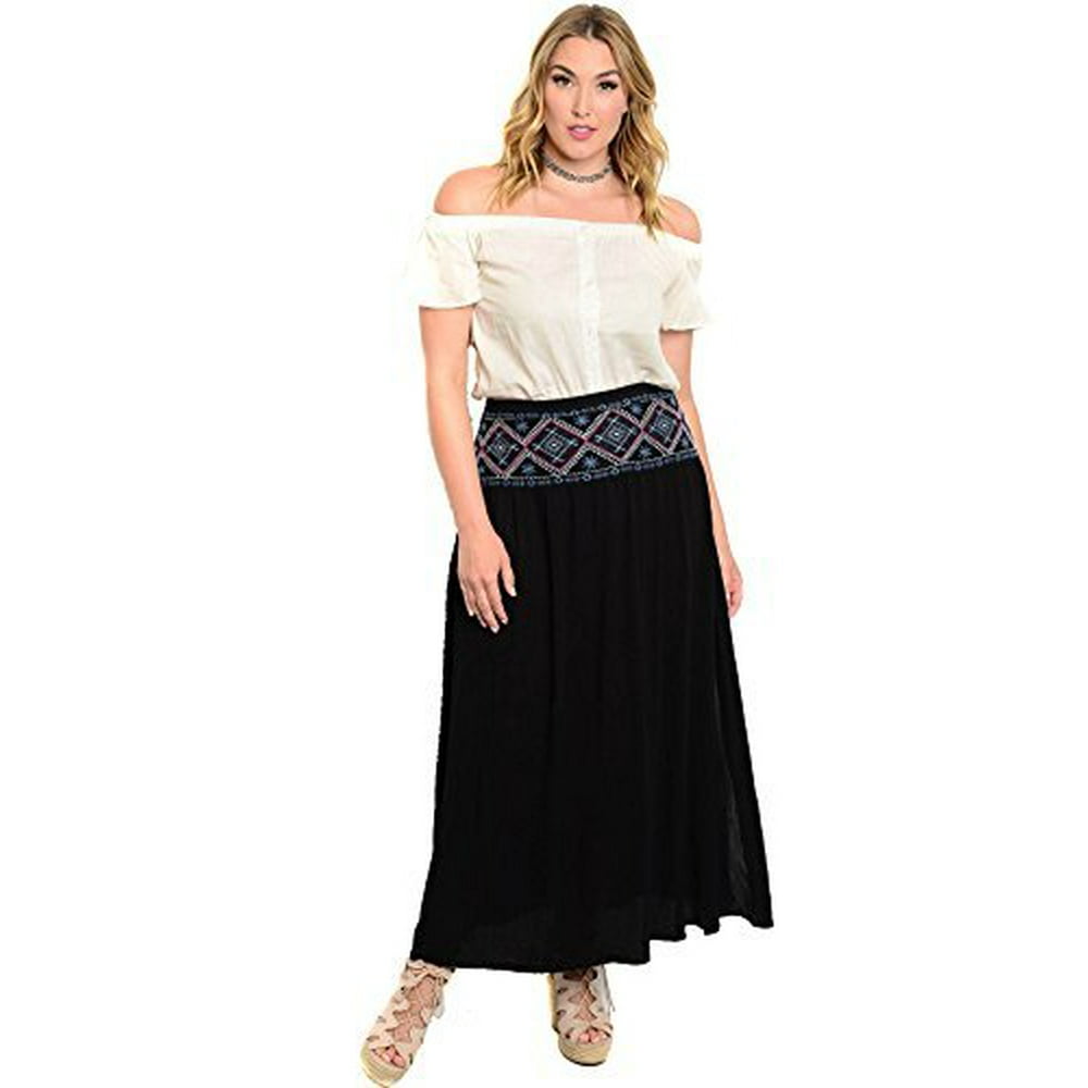 Fourever Funky Plus Size High Waist Lightweight Maxi Skirt With