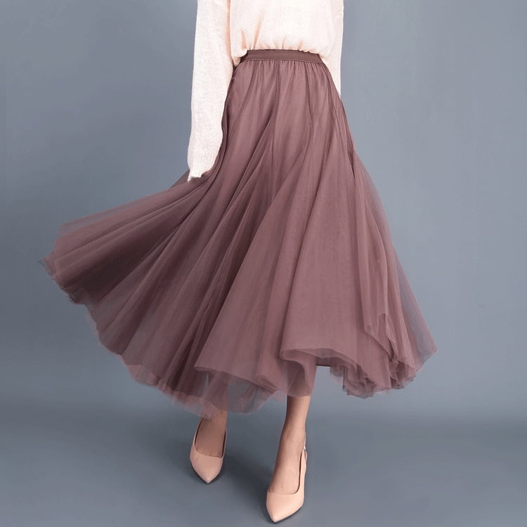 High waist long tulle skirt hotsell