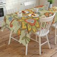 thumbnail image 4 of Gray Green Boho Floral Rectangle Tablecloth, Vintage Abstract Art Ethnic Flowers Waterproof & StainResistant Tablecloth, Washable Oil-proof Table Cover for Dining/Party/Wedding/Buffet 54x108 In, 4 of 9