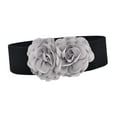 thumbnail image 1 of Cinturón elástico ancho para mujer, cinturón de moda con flores grandes para camisas largas y blusas. Flor gris, 1 of 9