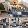 thumbnail image 5 of Bear Moose Round Rugs for Living Room 6ft Blue Retro Forest Wild Animal Buffalo Plaid Patchwork Non Slip Circle Rug Washable Low-Profile Indoor Carpet for Bedroom, Dining Room, Bathroom, 5 of 9