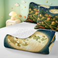 thumbnail image 4 of Homewish Mushrooms Moon Landscape Twin Quilt Set,Fungus Plant Twin Coverlet Set,Green Yellow,Black Reversible,2-Piece, 4 of 7