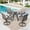 38" x 38" Table, variant on SUMMIT LIVING 5-Piece Outdoor Patio Dining Set with Swivel Chairs and 42" Steel Round Table with Umbrella Hole, Black & Grayish-brown