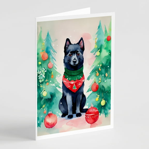 Schipperke Christmas Greeting Cards Pack of 8 7 in x 5 in