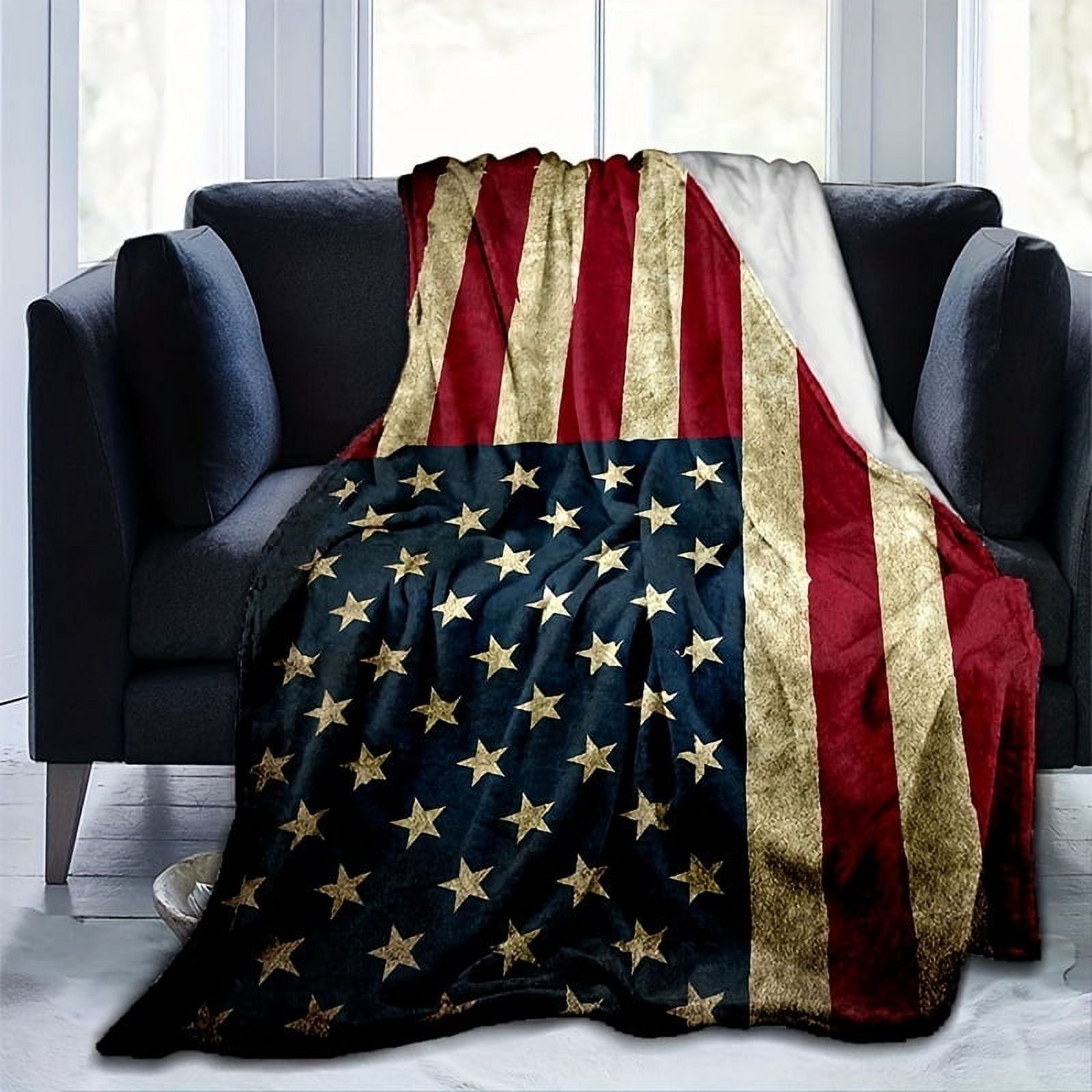 American Flag Gifts Blanket for Men Women, USA Flag Throw Blankets for Adult Kids Boys Girls, Christmas Birthday Independence Day American Decor Gifts for Home Bed Couch