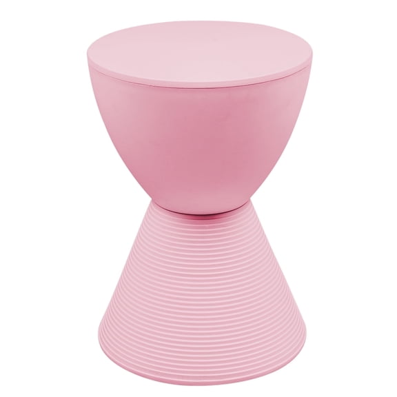 LeisureMod Side Table Modern Hourglass End Table Compact Accent Drum Table with Removable Lid for Storage Indoor and Outdoor Use Boyd Series in Pink