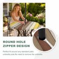 thumbnail image 5 of Round Outdoor Tablecloth with Umbrella Hole and Zipper, Yellow Brown Fitted Table Cover with Elastic Edge for 55-60 Inch, Farmhouse Wood Grain Vintage Striped Waterproof Patio Tablecoths for Picnic, 5 of 9