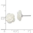 thumbnail image 4 of Auriga Fine Jewelry 925 Sterling Silver Rh-plated 10mm White Mother of Pearl Flower Stud Earrings for Women, 4 of 6