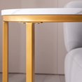 thumbnail image 4 of Modern C-Shaped End Tables Sofa Side Table with Golden Metal Frame and 15.75" Round Marble Color Top, White, 4 of 17