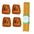thumbnail image 2 of tzyudk Student Plastic Colored Transparent Pencil Sharpener Pencil Set-geometric Double Hole Sketch Sharpener Pencil Set- 4pc Pencil Sharpener And 10pc Pencil Affordable Useful Orange Wood, 2 of 6