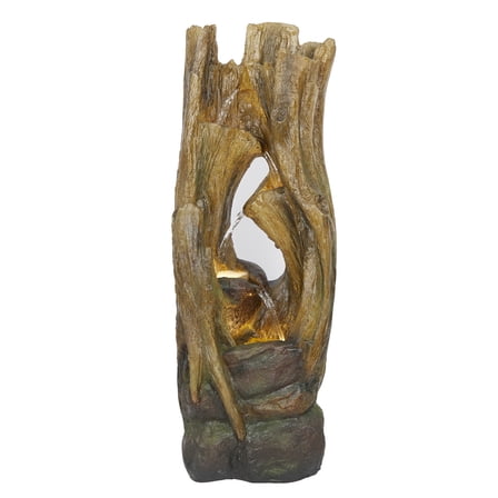 Cascading Tree Trunks Waterfall Fountain with LED Lights