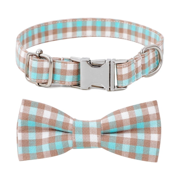 Collar para perro con hebilla de aleación de algodón, a cuadros, con lazo para mascotas, círculo para perros