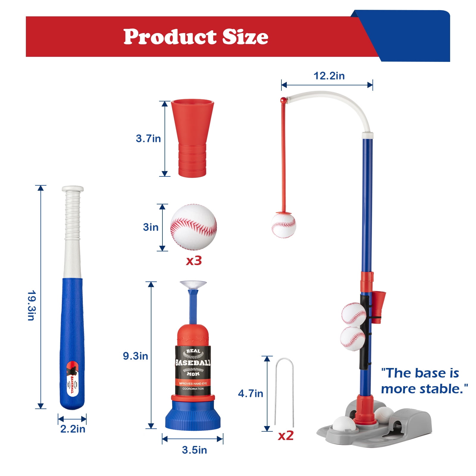 Adjustable T-Ball Set for Kids 3-8 | Outdoor Baseball Toy with Bat, Ball & Tee | Sports Gift for Toddlers & Boys in Backyards