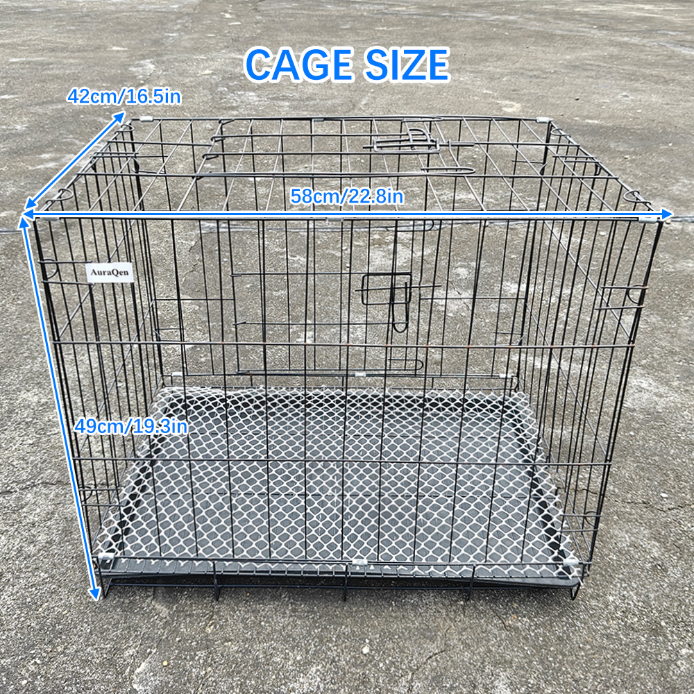 Sturdy Iron Pet Cage for Cats & Dogs - 22.8"x16.5"x19.3" Heavy-Duty Enclosure with Secure Lock & Non-Slip Grid Floor, Perfect for Crate Training & Safe Play