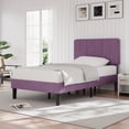 thumbnail image 4 of VECELO Set of 2 Twin Upholstered Platform Bed Frame with Adjustable Headboard, Wooden Slats Support/No Box Spring Needed, Purple, 4 of 10