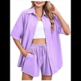 thumbnail image 2 of Conjunto de Chándal de 2 Piezas para Mujer, de Verano, con Top de Corta y Pantalones Cortos. Púrpura S, 2 of 9