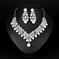 thumbnail image 2 of White Pearl Alloy Rhinestone Necklace Set - Simple Elegant Bridal Jewelry for Weddings & Dinners, 2 of 8