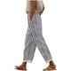 thumbnail image 1 of Amzcrzy Pantalones De Lino Mujer Capri Rayas Moda Pierna Recta Ligeros Holgados Casuales Playa Vacaciones Verano Con Bolsillos Tallas S-2XL Gris, 1 of 5