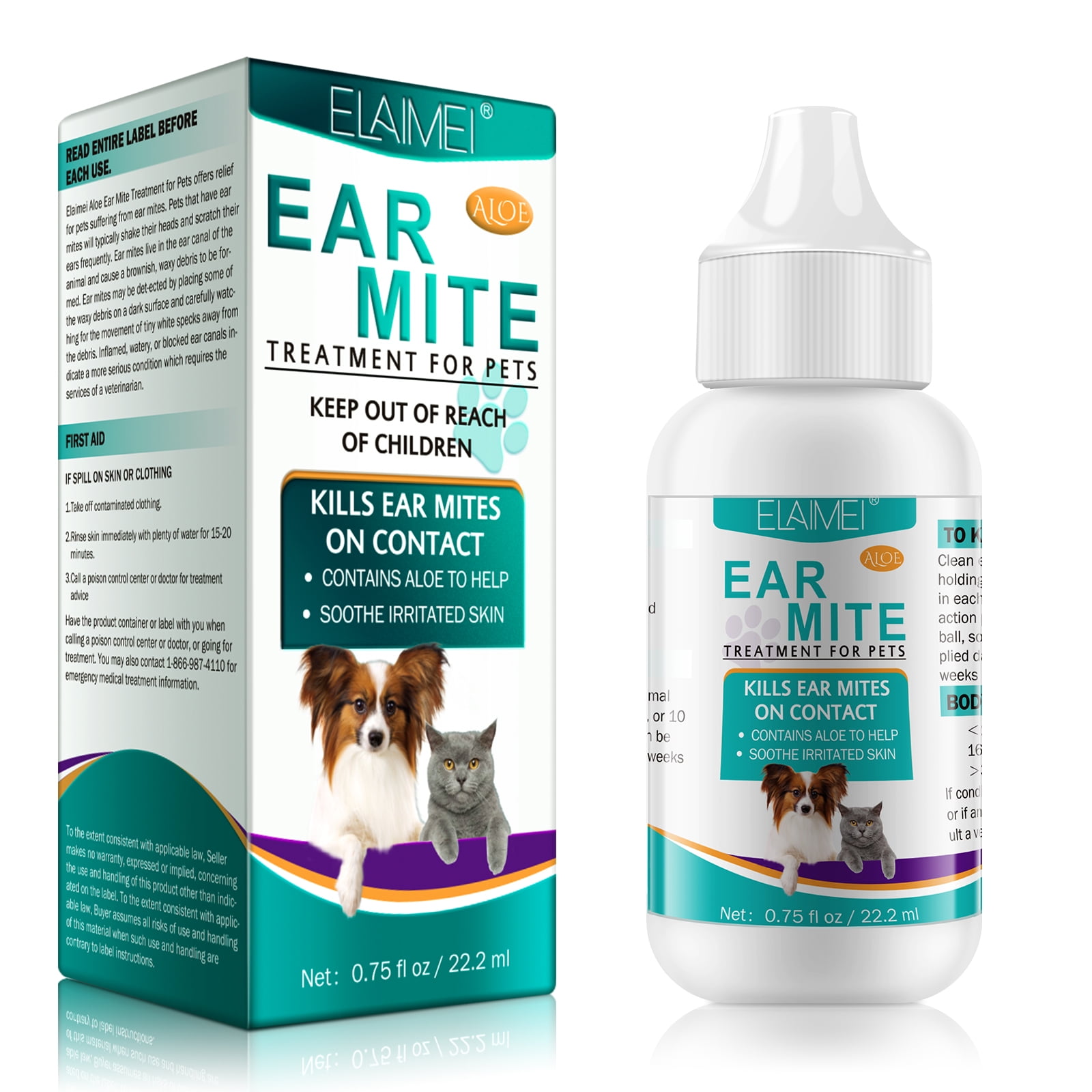 Elaimei ear mite Treatment For Pets,clean Ear Mites,Contains Aloe To