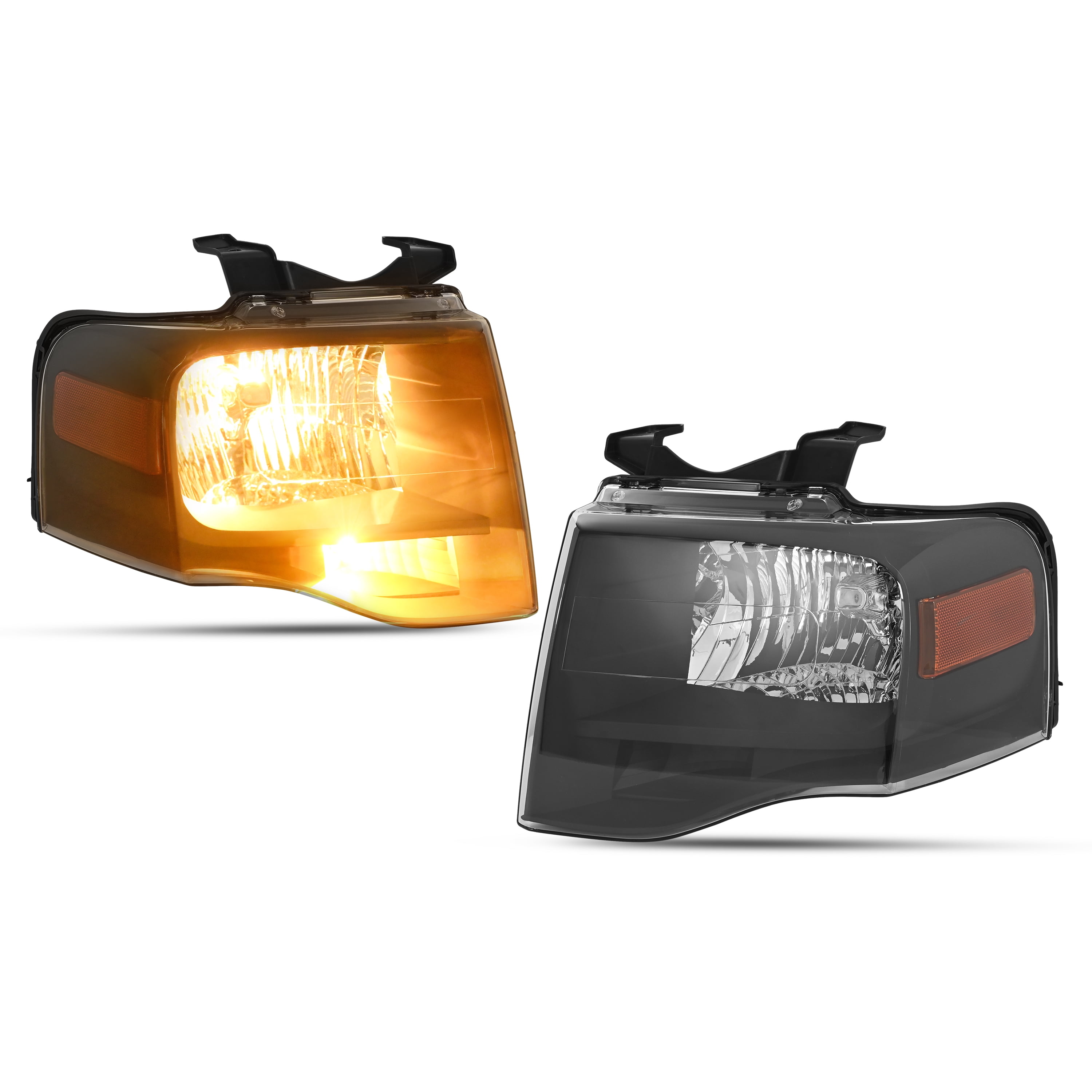 KOJEM Projector Headlights for 2007-2014 Ford Expedition Clear Lens Black Housing Plastic
