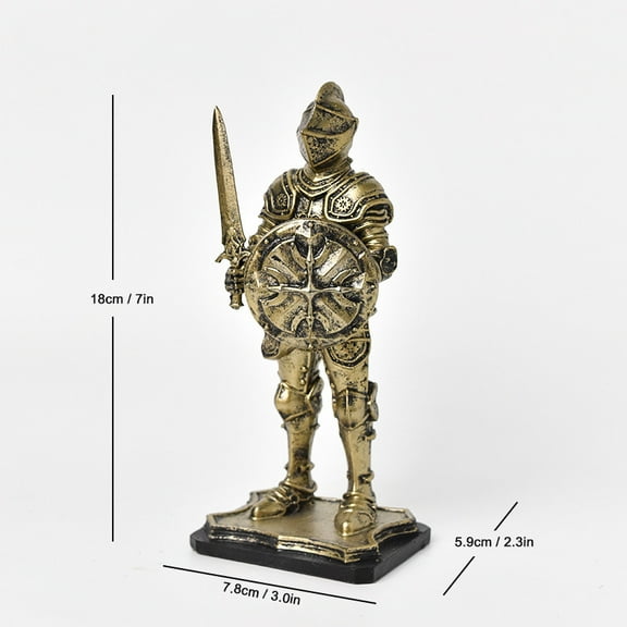 Medievals Knights Sculpture Standing Knights Statue For Home And Office Decor Resin Knights Figurine Medieval Statue For Living Room Golden