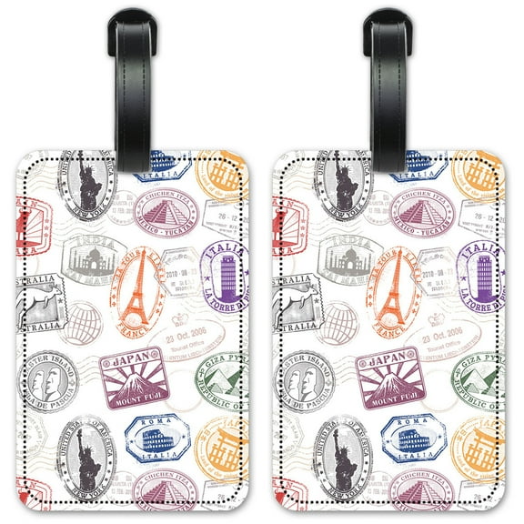 International Stamps - Luggage ID Tags / Suitcase Identification Cards - Set of 2