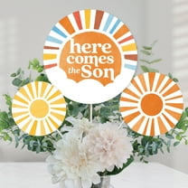 Big Dot of Happiness Here Comes The Son Centerpiece Sticks, Boy Boho Baby Shower Table Topper Decorations - Set of 15