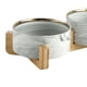 thumbnail image 3 of Juego de tazones de comida de cerámica con soporte de madera, tazones para perros modernos, tazones para gatos elevados antideslizantes , Gris, Cuenco doble, 3 of 3