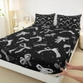 thumbnail image 3 of jejeloiu Cartoon Bowtie Twin Sheet Sets,Bow Bowknot Twin Fitted Sheet,Black Gray Flat Sheet For Girl,Microfiber Room Decor,3 Pieces, 3 of 7