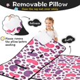 thumbnail image 3 of Pink and Purple Leopard Print Teens Toddler Nap Mat with Pillow, Sleeping Mat Bag for Preschool Daycare 60"x20", 3 of 6