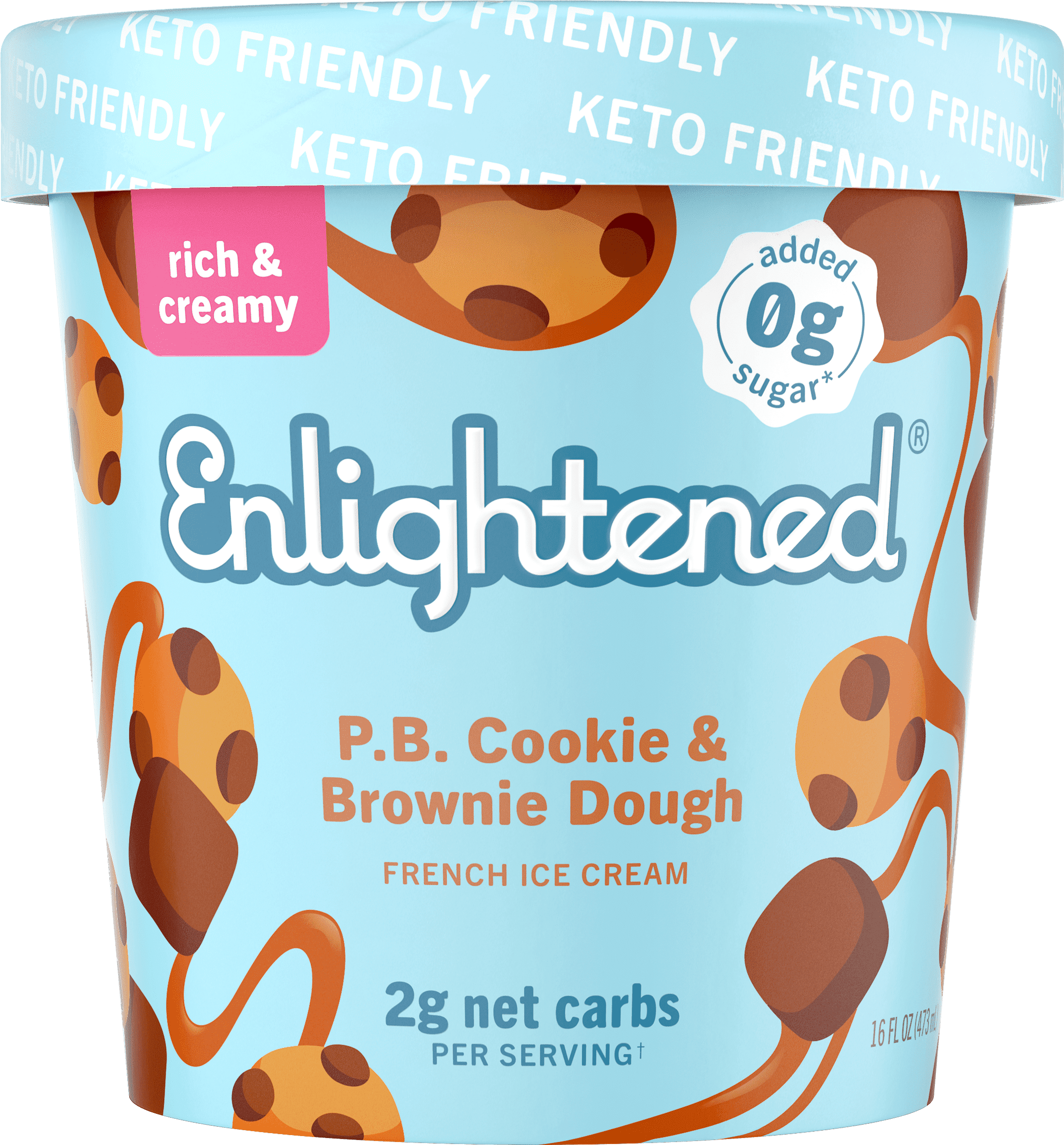 Enlightened + Delish P.B. Cookie & Brownie Dough Ice Cream, 1 Pint